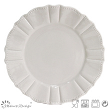 Shiny Light Grey Ceramic Dinner Plate